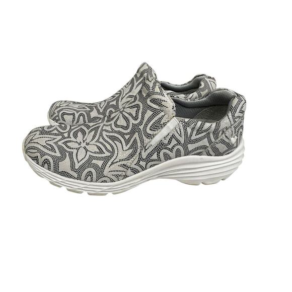 Nurse Mates Align Dorin Shoe White/Gray/Black Flowers Size 7M Slip Resistant - Picture 3 of 11